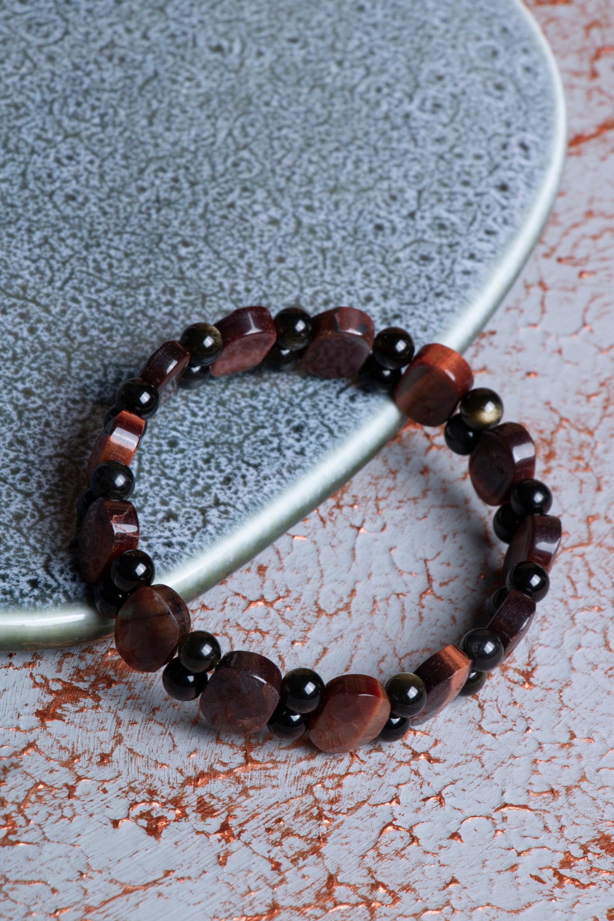 Kaplan Gözü &amp; Obsidyen Geniş Kesim Bileklik