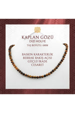 Kaplan Gözü 6 mm Dizi Doğal Taş Kolye