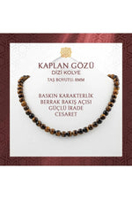Kaplan Gözü 8 mm Dizi Doğal Taş Kolye