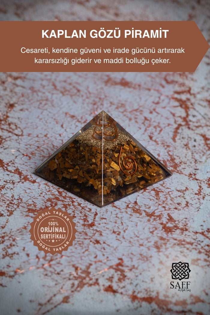 Sertifikalı Kaplan gözü Piramit Obje