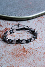 Karlı Obsidyen &amp; Hematit Makrome Bileklik