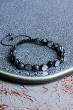Karlı Obsidyen &amp; Hematit Makrome Bileklik