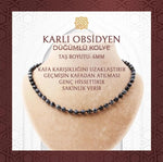 Karlı Obsidyen 6 mm Düğümlü Doğal Taş Kolye