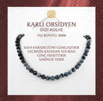 Karlı Obsidyen 8 mm Dizi Doğal Taş Kolye
