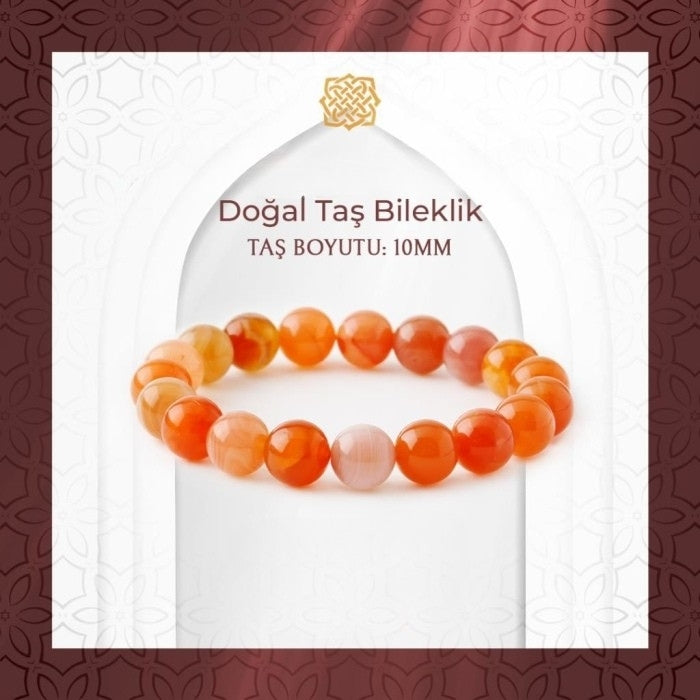 Karnelyan 10mm Doğal Taş Bileklik
