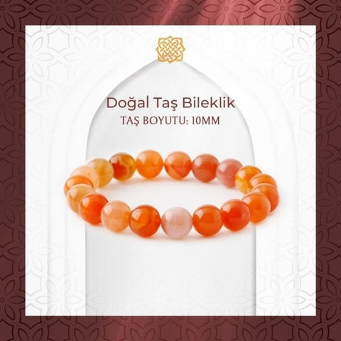 Karnelyan 10mm Doğal Taş Bileklik
