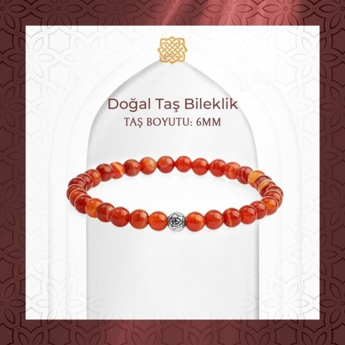 Karnelyan 6mm Doğal Taş Bileklik