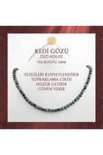Kedi Gözü 6 mm Dizi Doğal Taş Kolye