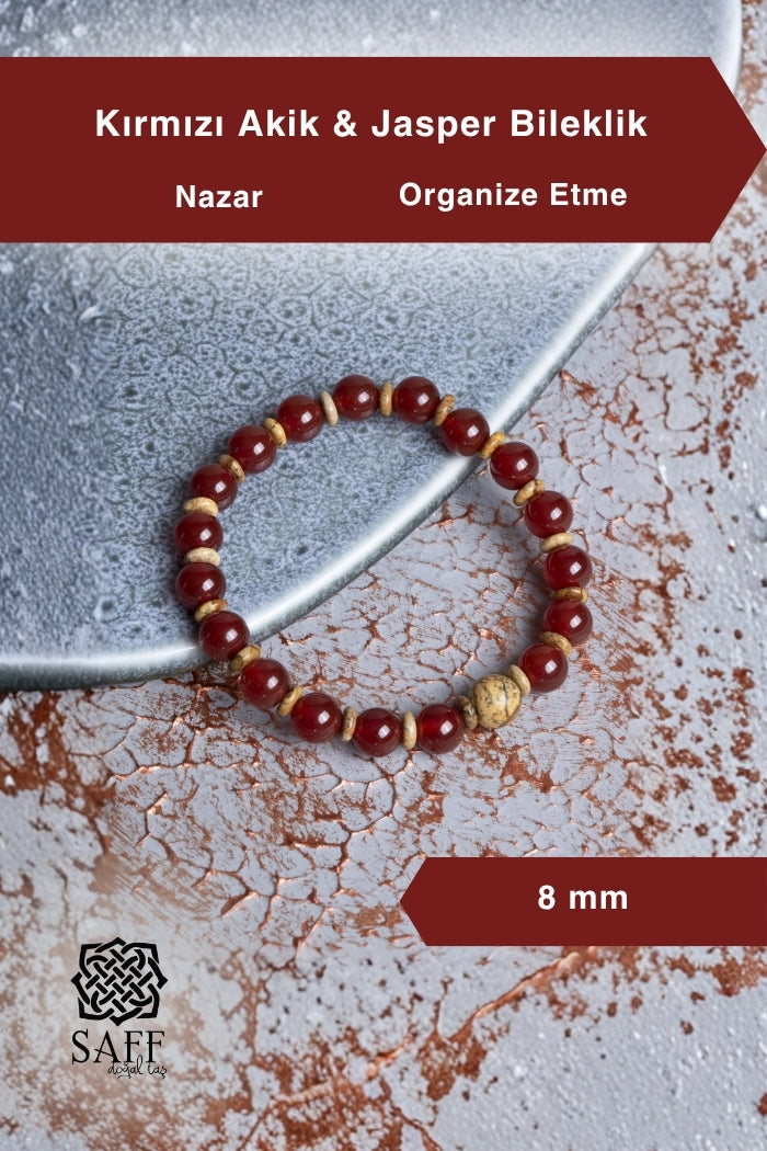 Kırmızı Akik &amp; Jasper Bileklik 8mm