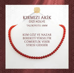 Kırmızı Akik 6 mm Dizi Doğal Taş Kolye