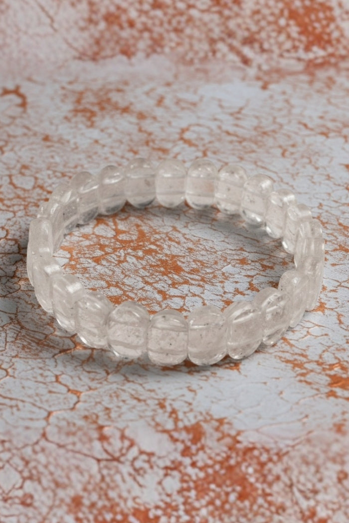 Kristal Kuvars Doğal Taş Geniş Kesim Bileklik 210170