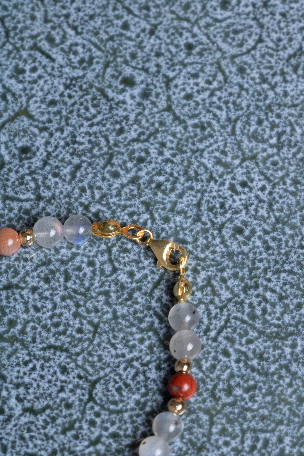 Labradorit &amp; Güneş Taşı &amp; Jasper Gümüş Kapama Bileklik