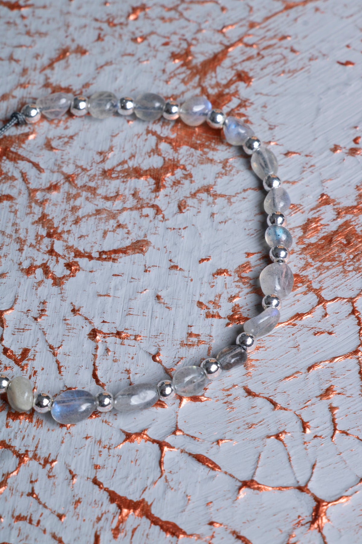 Labradorit &amp; Hematit Makrome Bileklik