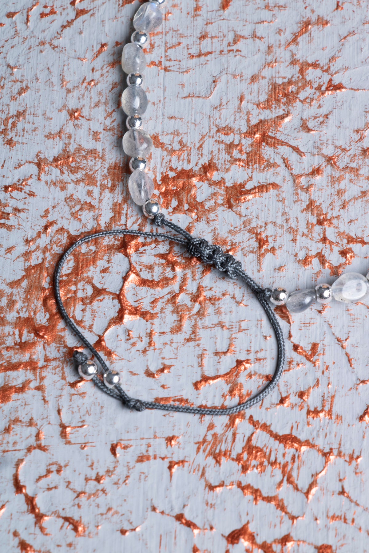 Labradorit &amp; Hematit Makrome Bileklik