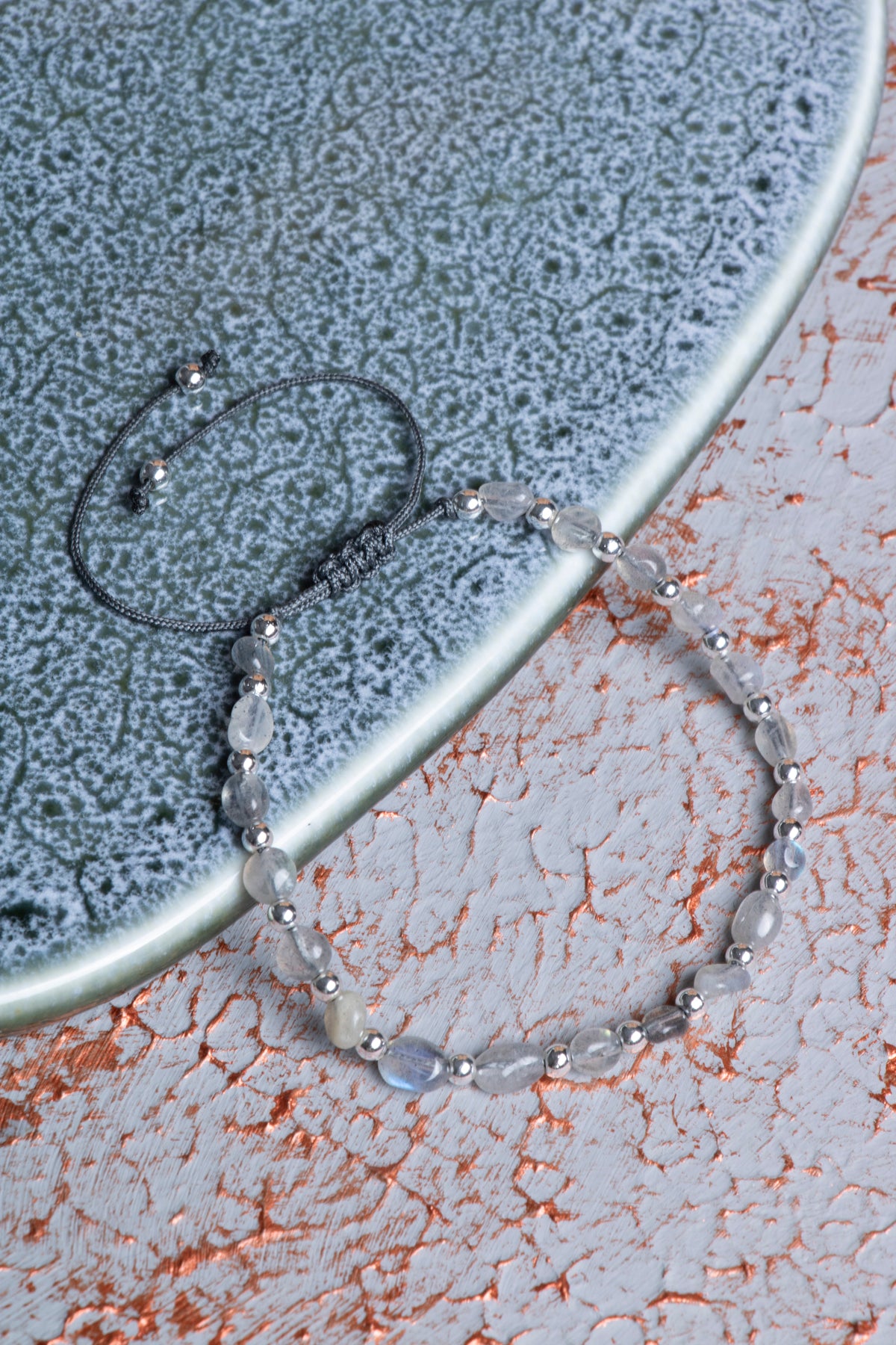 Labradorit &amp; Hematit Makrome Bileklik