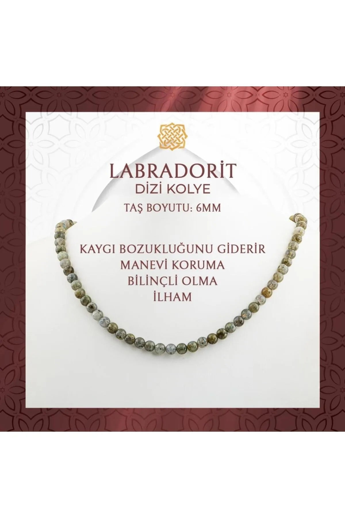 Labradorit 6 mm Dizi Doğal Taş Kolye
