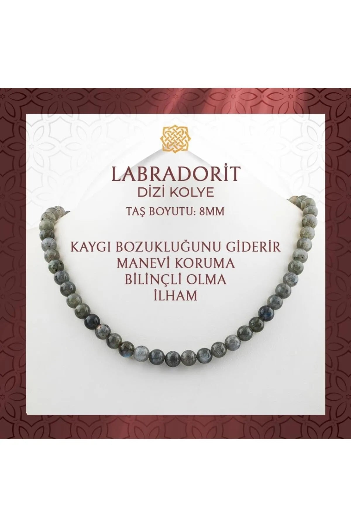 Labradorit 8 mm Dizi Doğal Taş Kolye