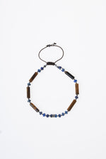 Lapis Lazuli &amp; Hematit &amp; Kaplan Gözü &amp; Gümüş Aparatlı Makrome Bileklik