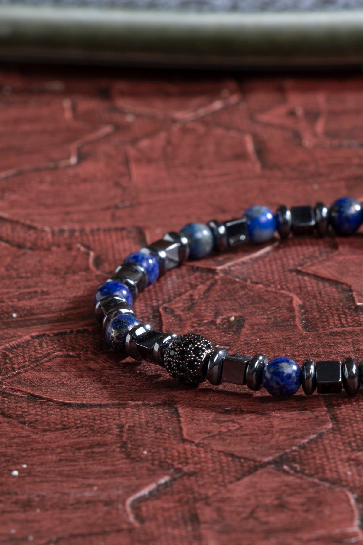 Lapis Lazuli &amp; Hematit &amp; Zirkon Aparat Doğal Taş Makrome Bileklik