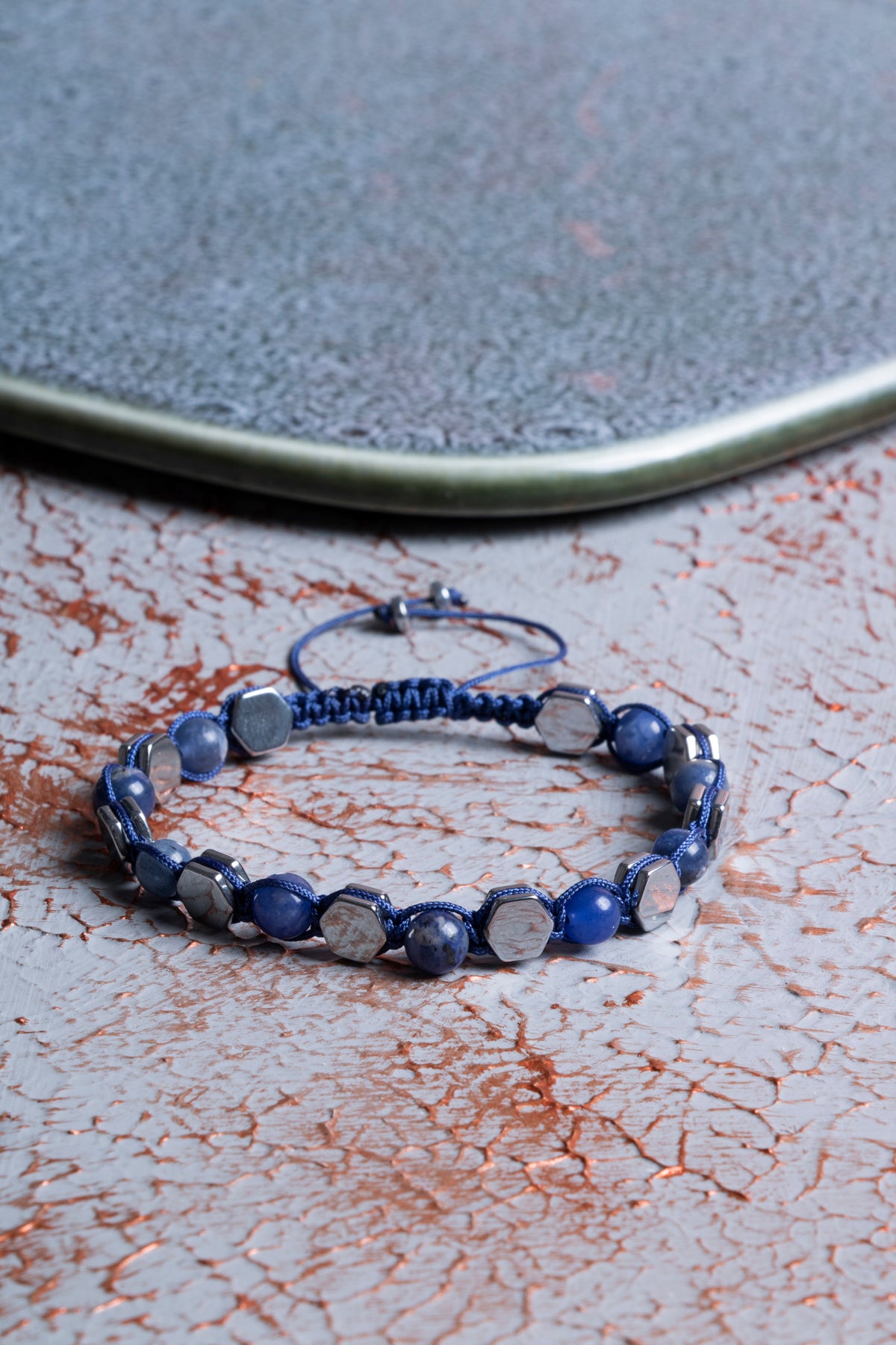 Lapis Lazuli &amp; Hematit Makrome Bileklik