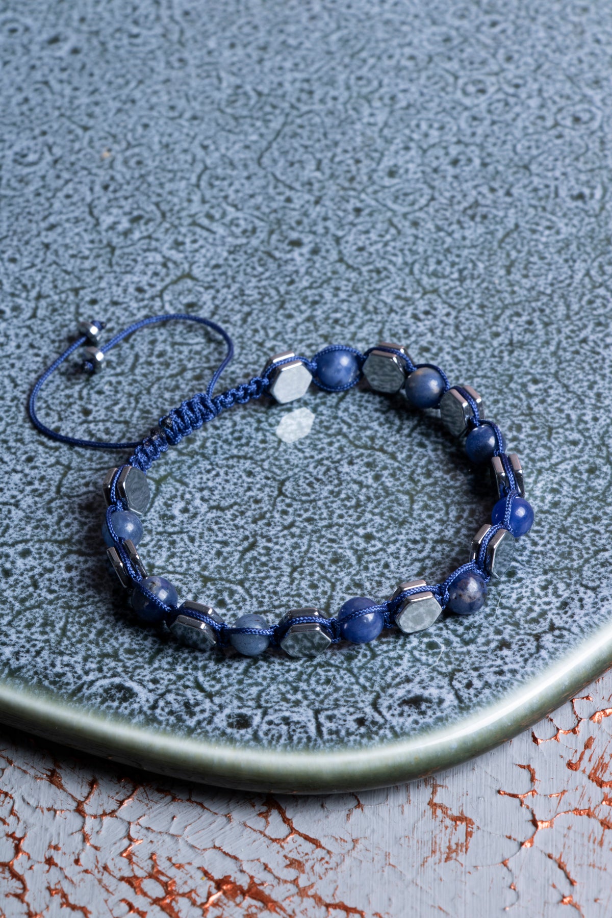 Lapis Lazuli &amp; Hematit Makrome Bileklik