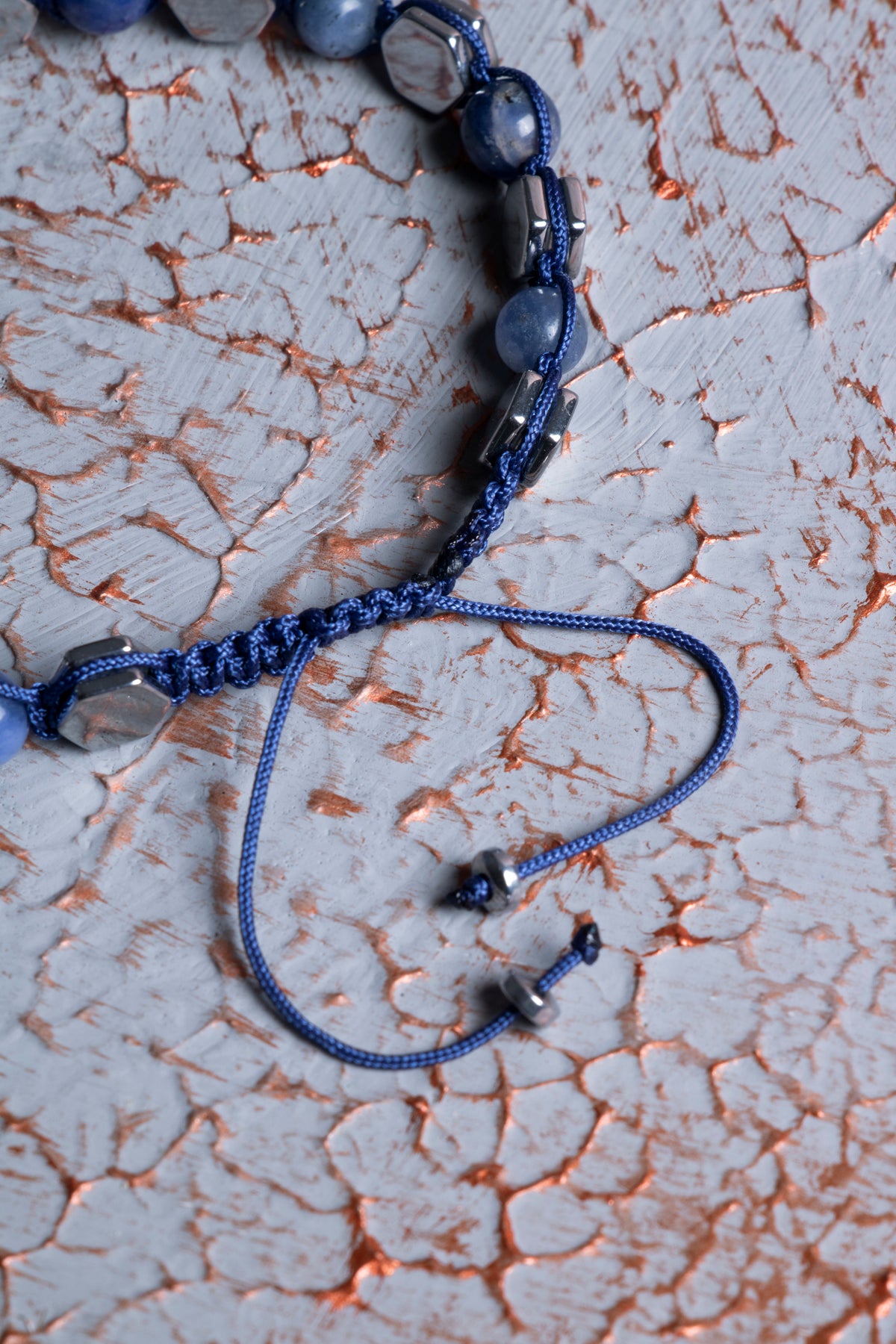 Lapis Lazuli &amp; Hematit Makrome Bileklik