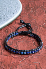 Lapis Lazuli &amp; Hematit Özel Tasarım Makrome Bileklik