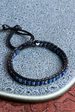 Lapis Lazuli &amp; Hematit Özel Tasarım Makrome Bileklik