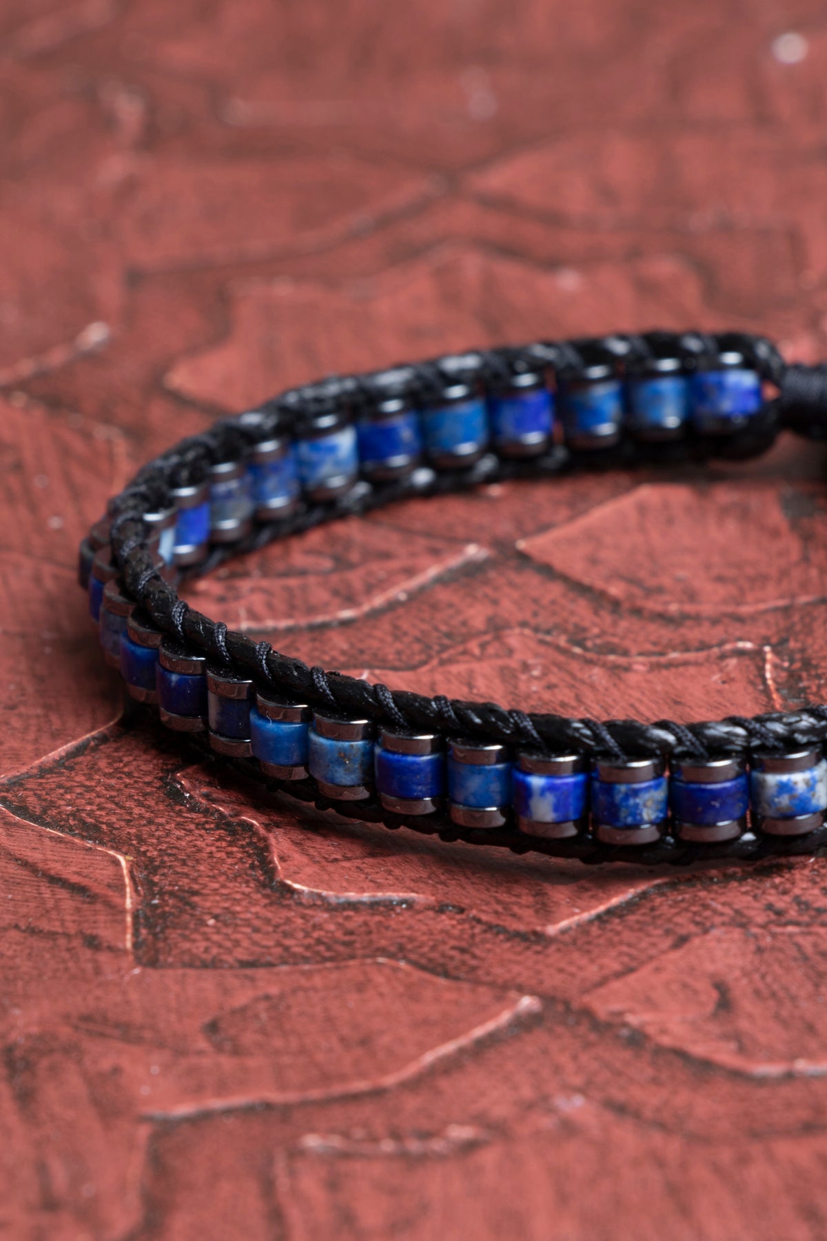 Lapis Lazuli &amp; Hematit Özel Tasarım Makrome Bileklik