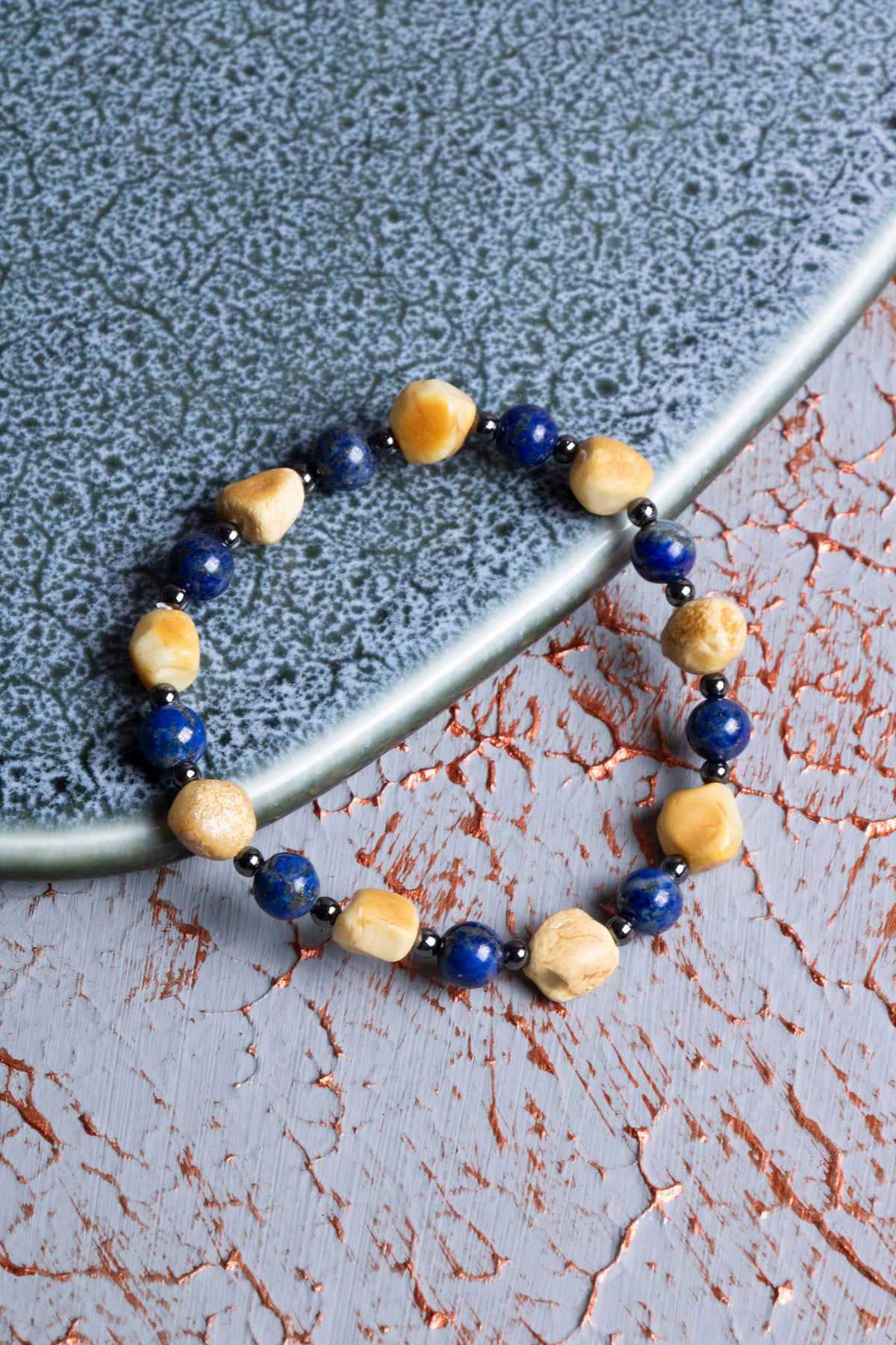 Lapis Lazuli &amp; Kehribar &amp; Hematit Bileklik