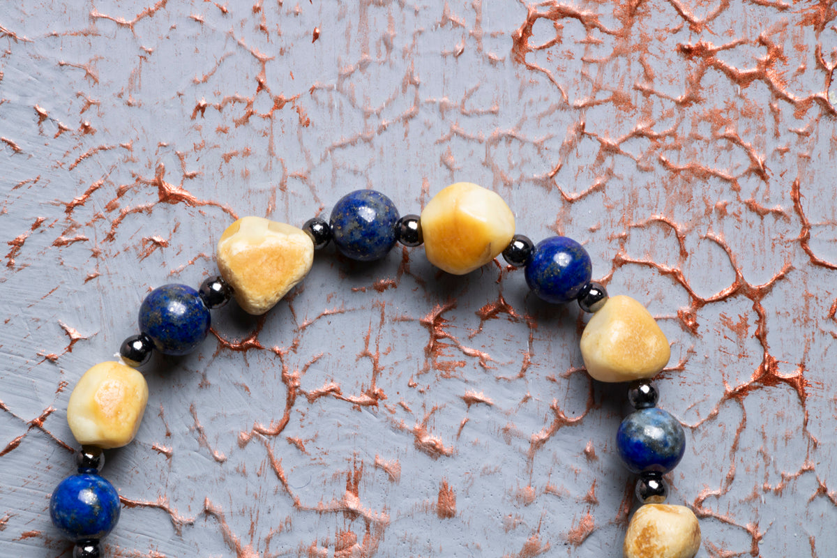Lapis Lazuli &amp; Kehribar &amp; Hematit Bileklik
