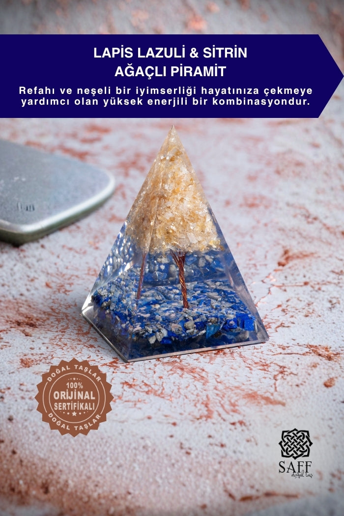 Lapis Lazuli &amp; Sitrin Ağaçlı Piramit