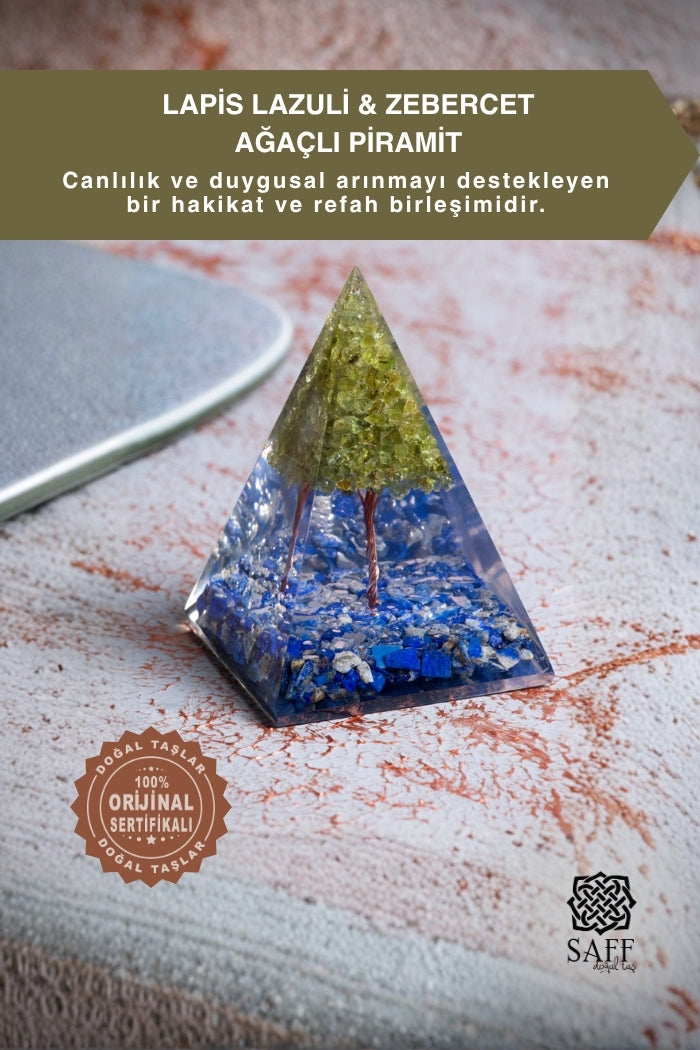 Lapis Lazuli &amp; Zebercet Ağaçlı Piramit