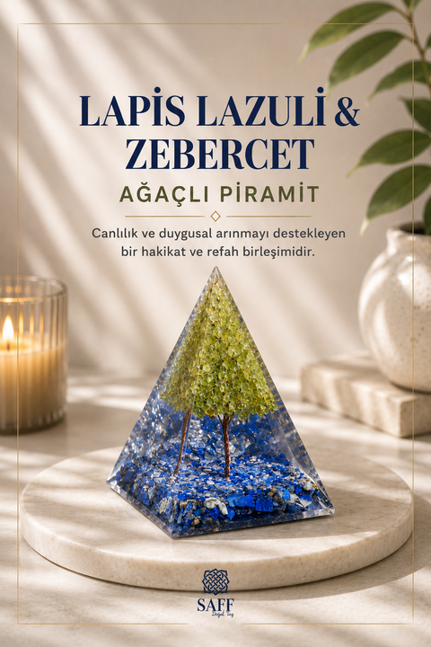 Lapis Lazuli & Zebercet Ağaçlı Piramit | SAFF Doğal Taş