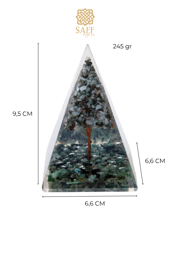 Larimar &amp; Zümrüt Ağaçlı Piramit