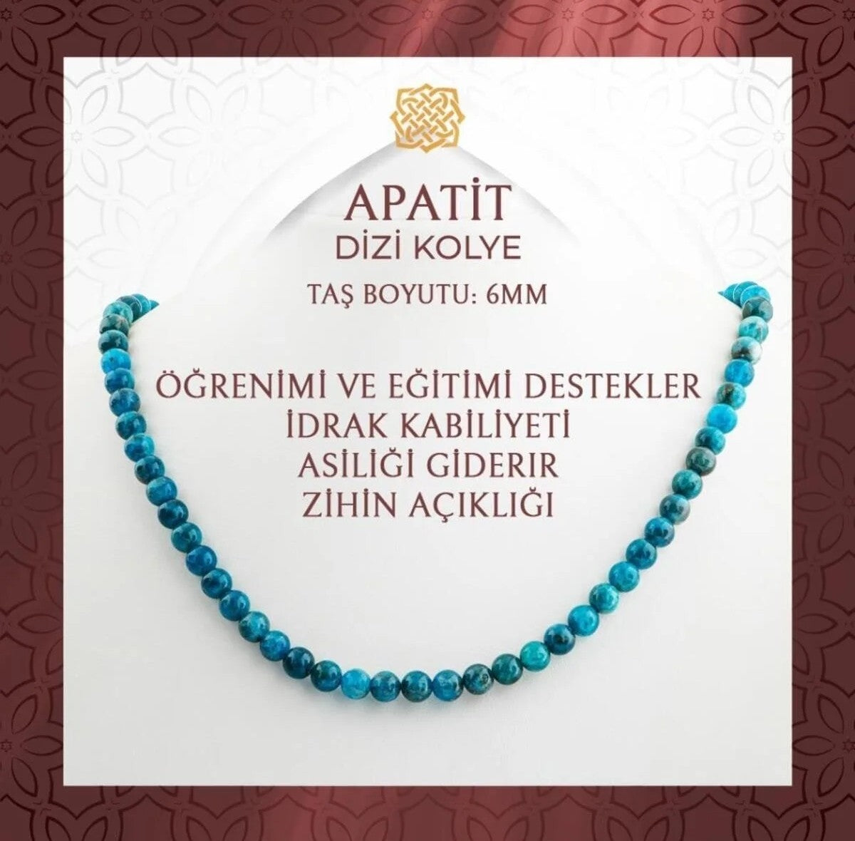 Mavi Apatit 6 mm Dizi Doğal Taş Kolye