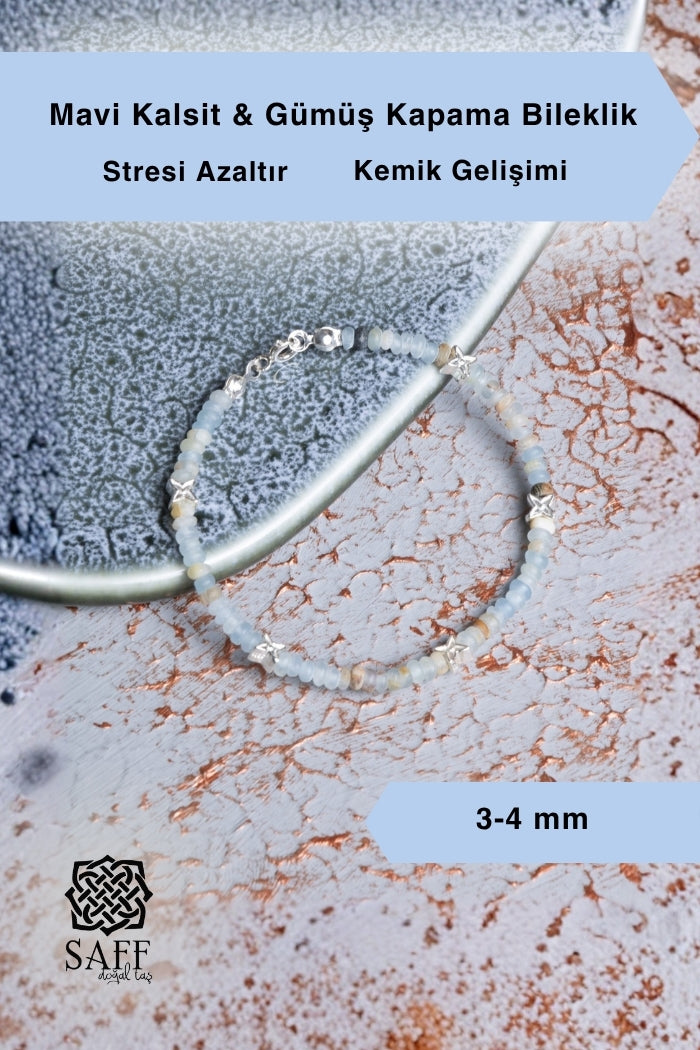 Mavi Kalsit &amp; Gümüş Kapama Bileklik