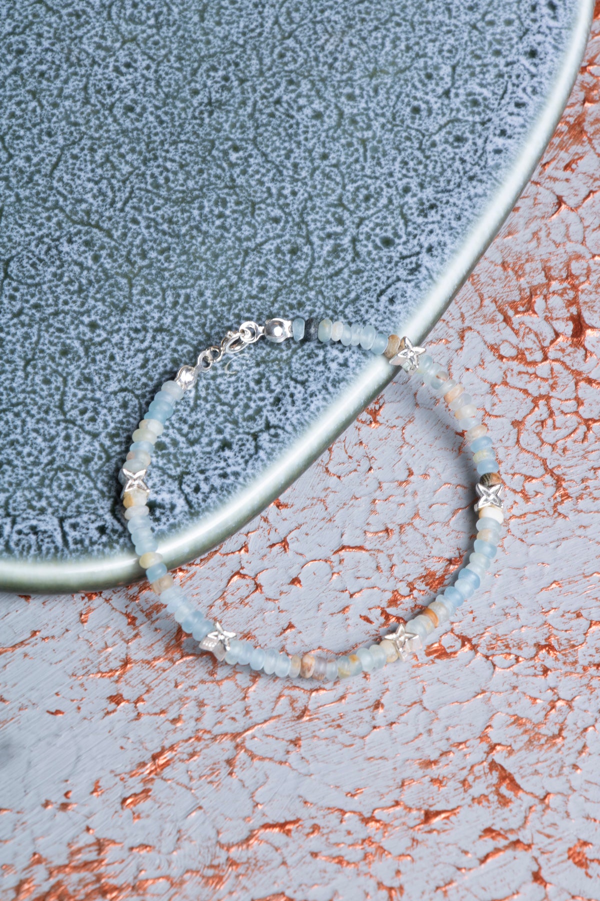 Mavi Kalsit &amp; Gümüş Kapama Bileklik