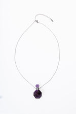 Mor Florit Taşı Zincirli Esans Şişesi Kolye