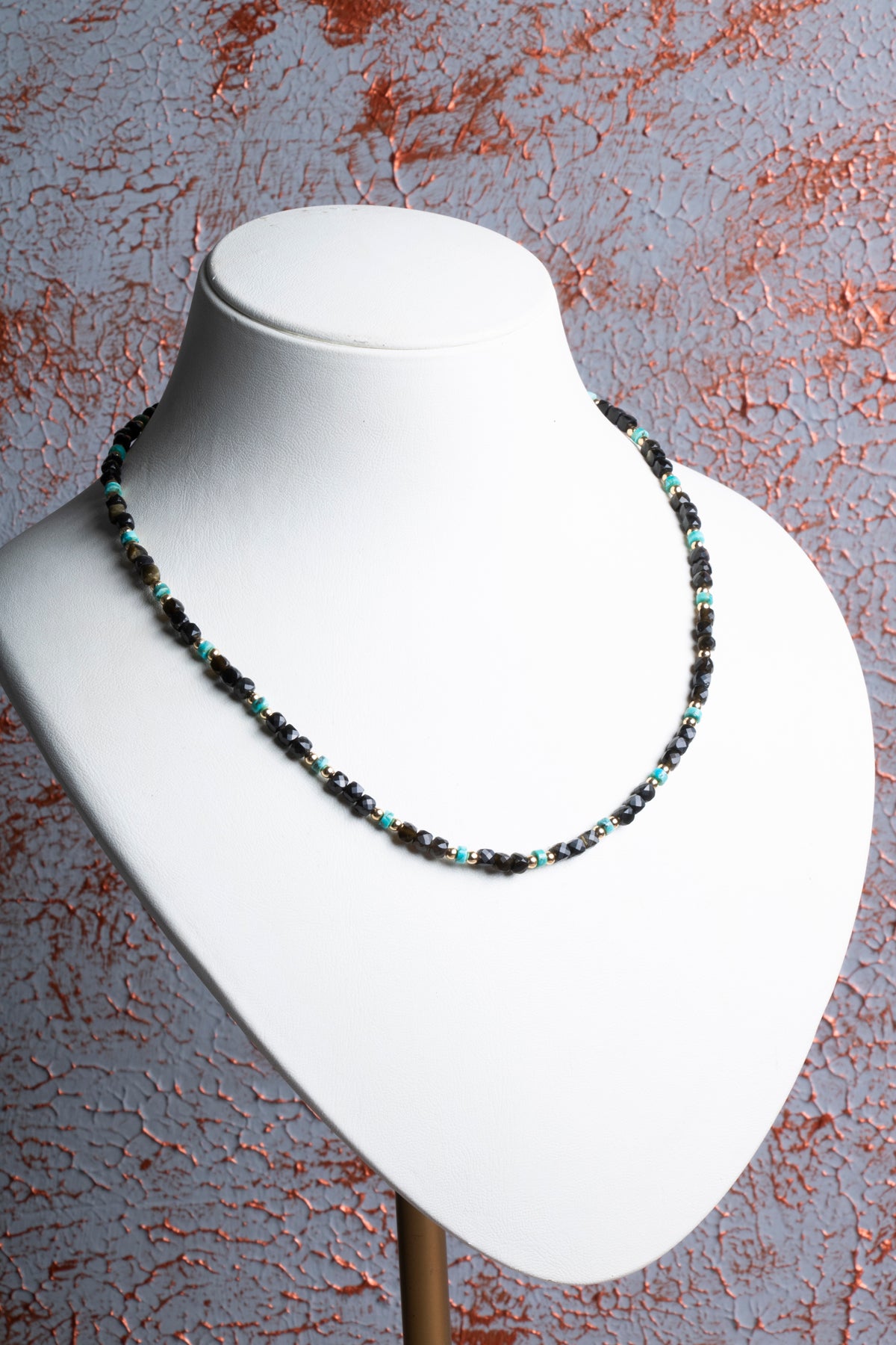 Obsidyen &amp; Turkuaz Kolye