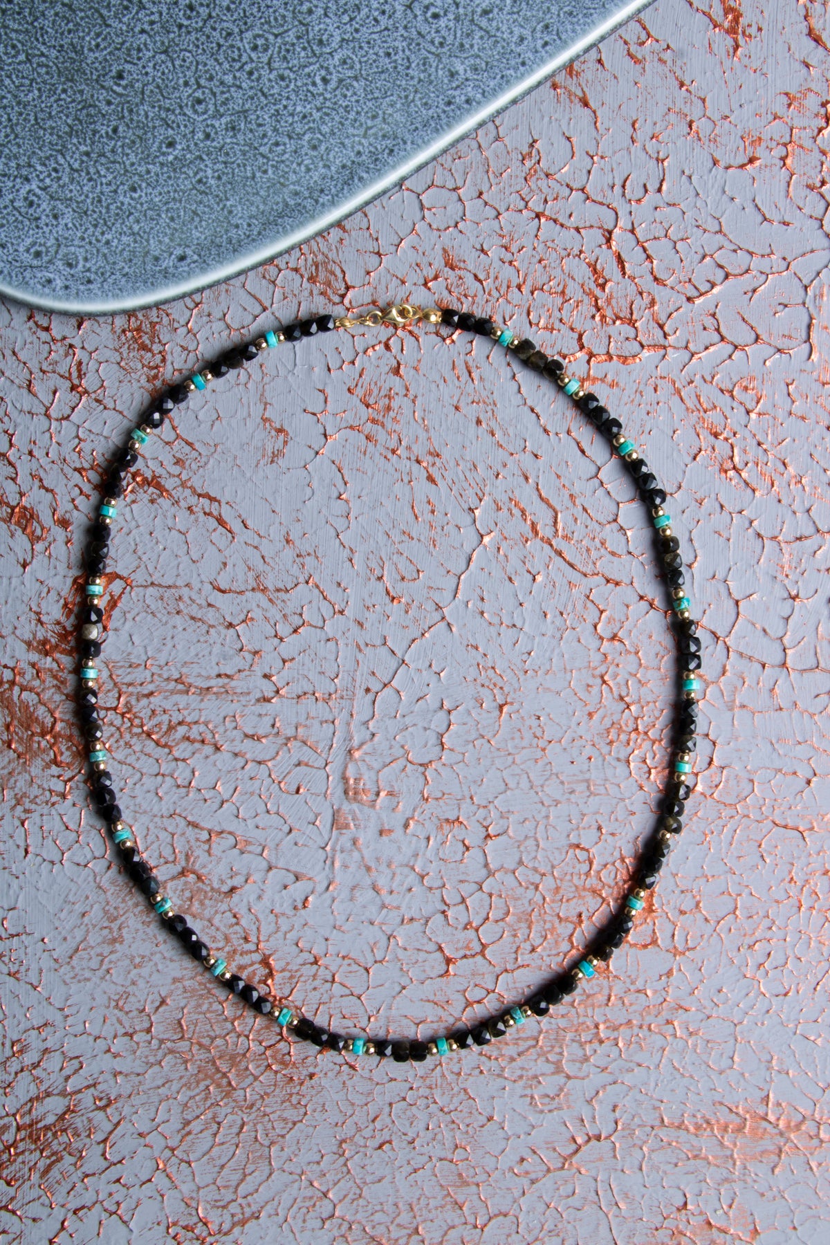 Obsidyen &amp; Turkuaz Kolye