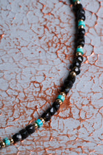 Obsidyen &amp; Turkuaz Kolye