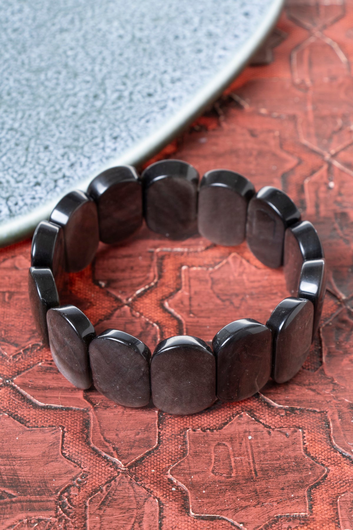 Obsidyen Geniş Kesim Bileklik