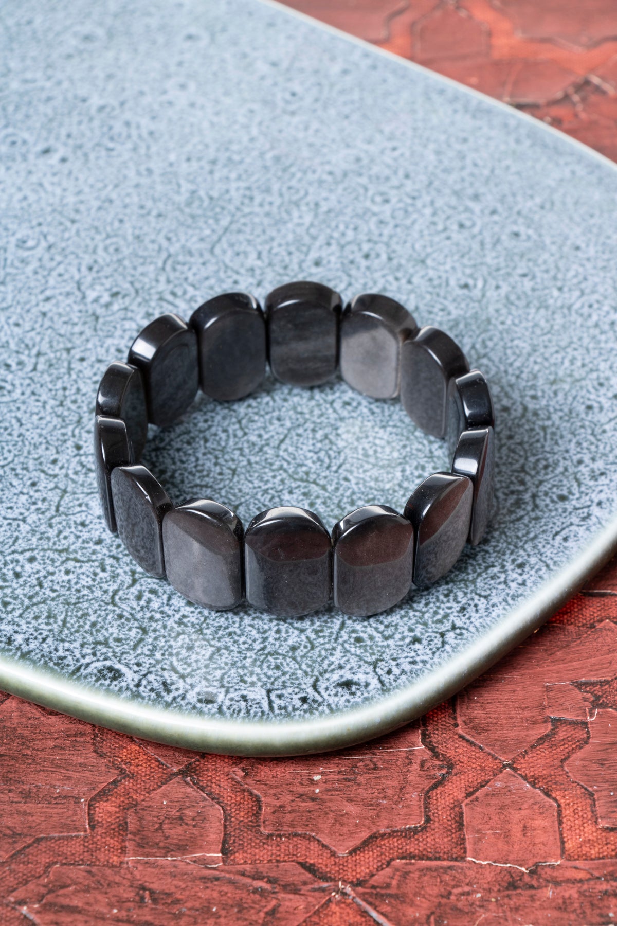 Obsidyen Geniş Kesim Bileklik