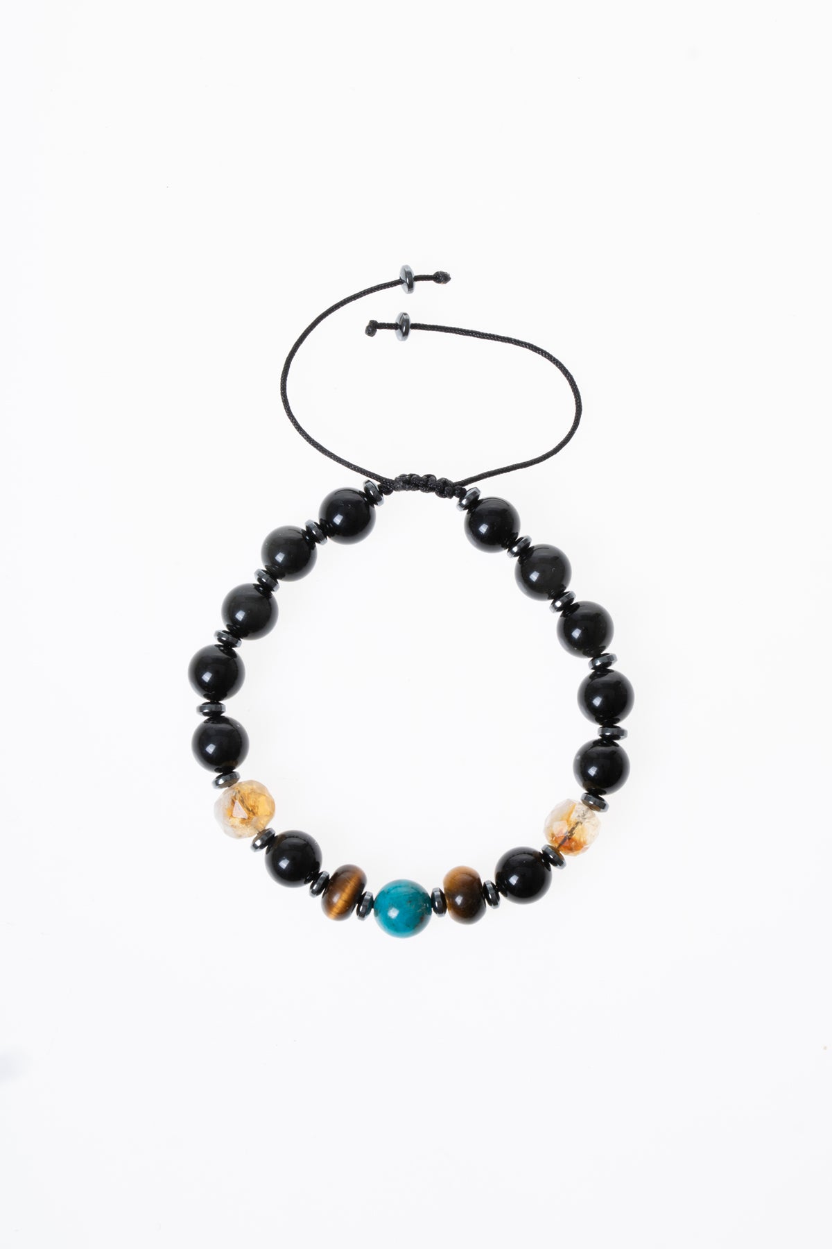 Öfke Kontrol Makrome Bilekliği Turkuaz (Firuze) &amp; Kaplan Gözü &amp; Sitrin