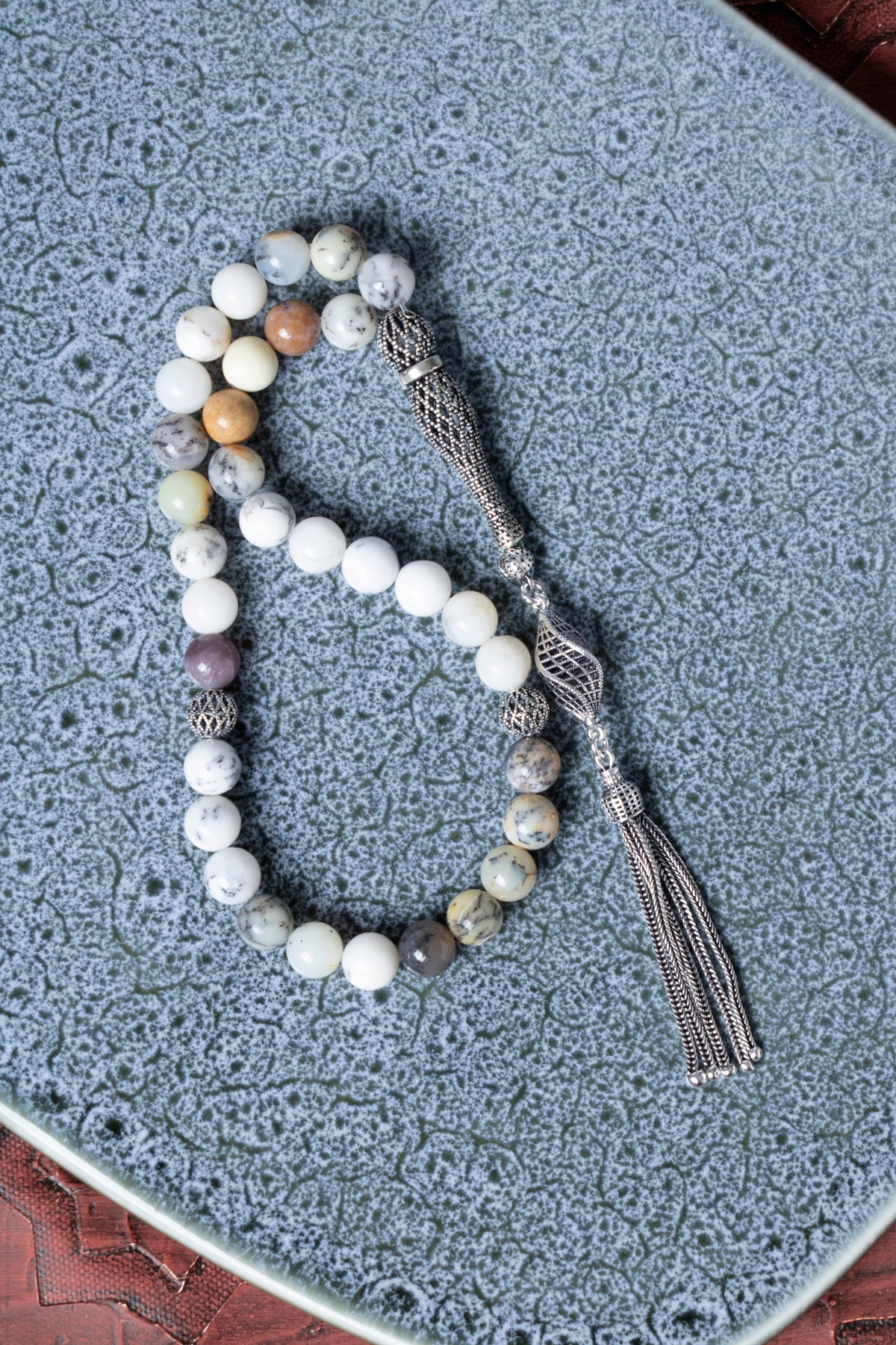 Serifikalı 8 mm Opal 925 Ayar Gümüş Tesbih