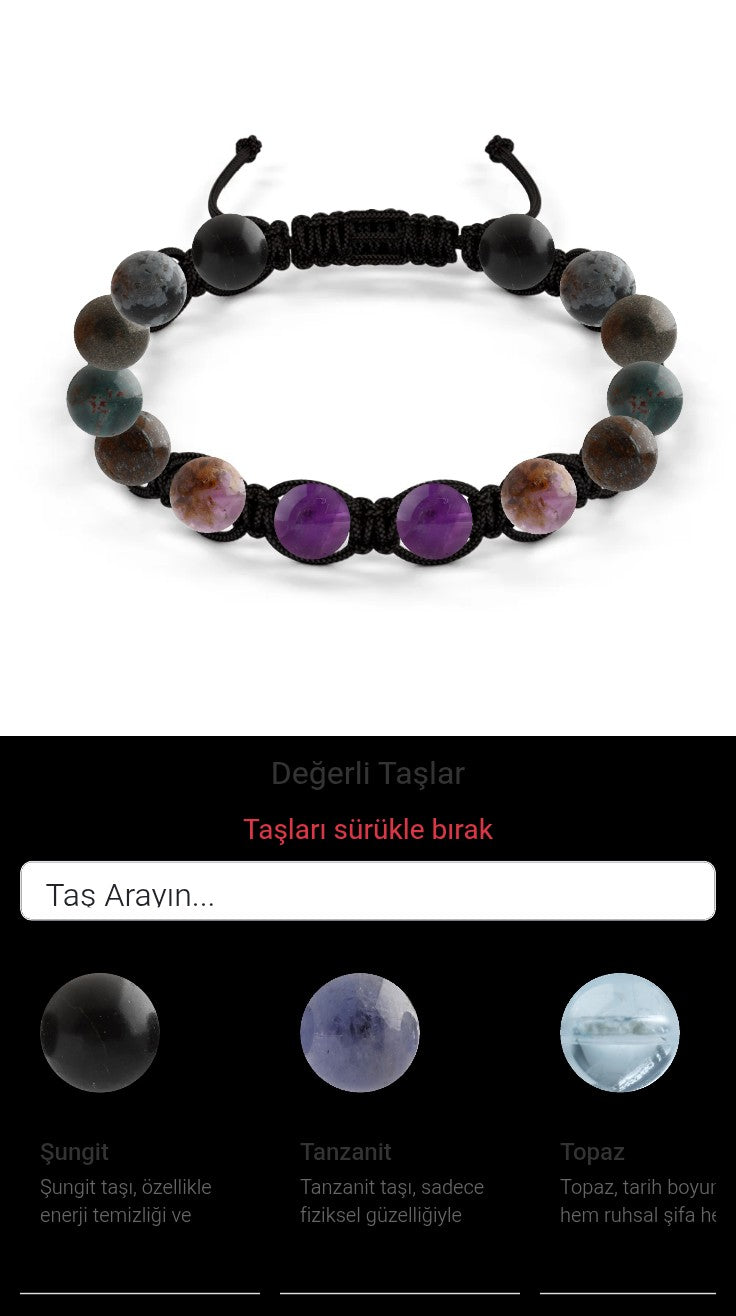 Özel Tasarım Makrome Bileklik - 14 Taş - Özel Tasarım Görseli