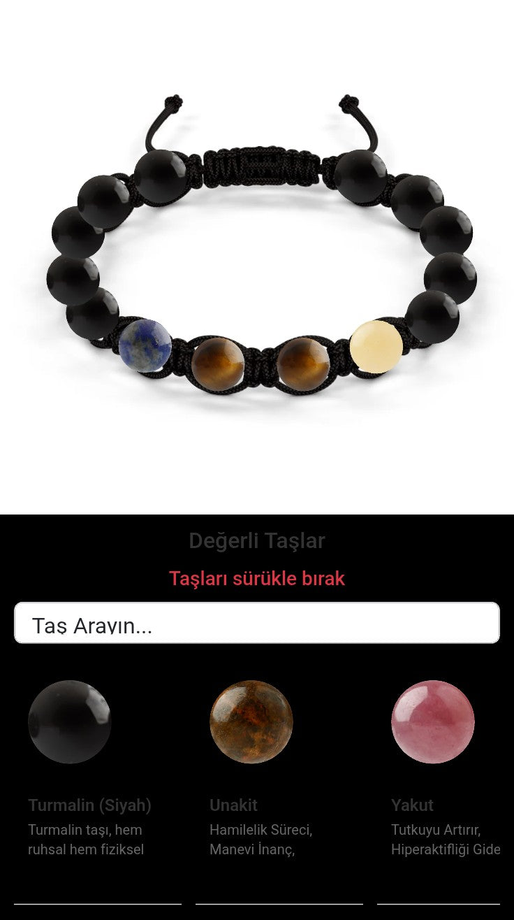 Özel Tasarım Makrome Bileklik - 14 Taş - Özel Tasarım Görseli