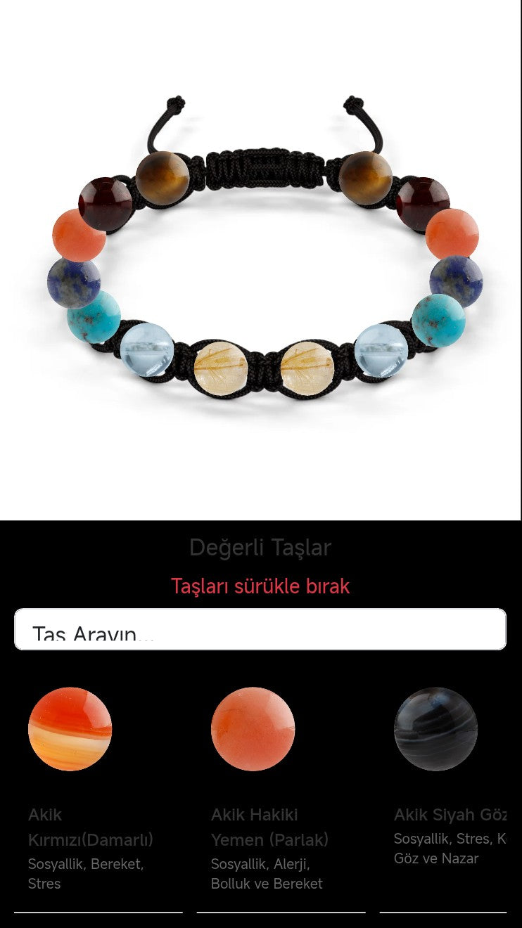 Özel Tasarım Makrome Bileklik - 14 Taş - Özel Tasarım Görseli
