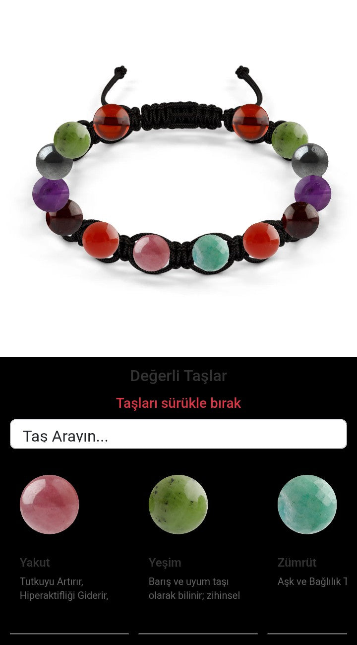 Özel Tasarım Makrome Bileklik - 14 Taş - Özel Tasarım Görseli